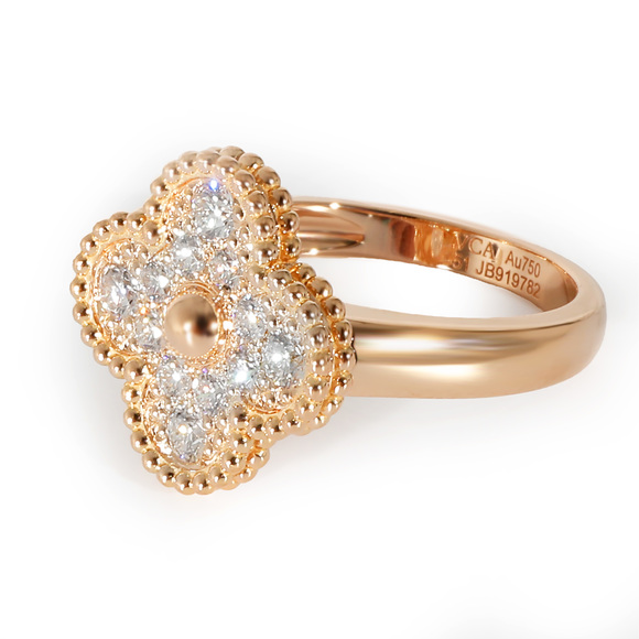 Van Cleef & Arpels Alhambra Diamond Ring in 18k Rose Gold 0.48 CTW - Picture 4 of 5
